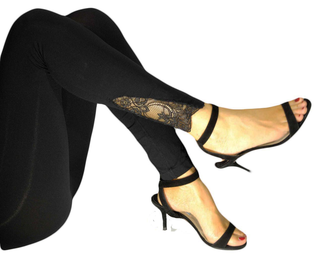 Soft silky touch microfiber leggings with lace side band- Exclusive quality  – Calze Prestige